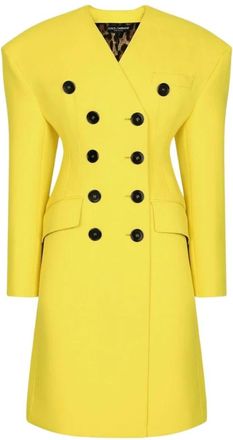 Dolce & Gabbana Dames, Mantels, Geel, Maat: 2XS Wol