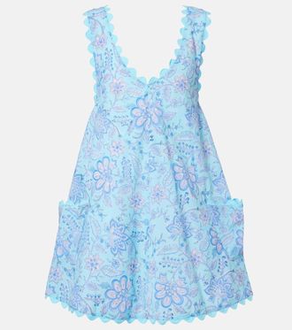 Juliet Dunn Floral scalloped cotton minidress