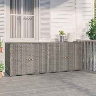 Berkfield Home Garden Storage Cabinet Grey 198x55.5x80 cm Poly Rattan