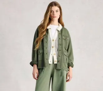 White Stuff Demi Utility Jersey Jacket In Mid Green