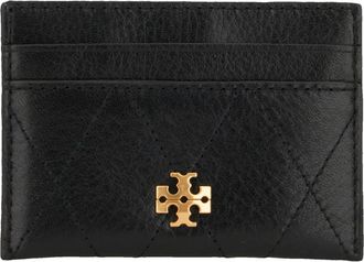 Tory Burch Charlie Quilted Card Case - Dames - Portefeuilles - Zwart - ONE Size - Leer - Accessoires