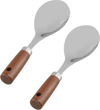 No Brand 2 Cucharas De Arroz De Acero Inoxidable De Alta Calidad Con Mango De Madera C&oacute;modo, Perfectas Para El Uso Diario, 21,87,5 Cm