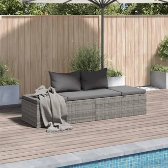 vidaXL Vidaxl - Lettino Da Giardino Grigio 195x60 Cm In Polyrattan