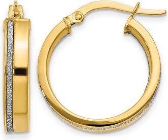 Diamond2Deal 14K Yellow Gold Glimmer Infused Hoop Earrings