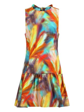 Marie Oliver Marilyn abstract-print tiered mini dress - Orange