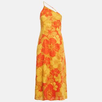 Faithfull The Brand Faithfull The Brand Yellow/orange Floral Print Linen Soko Midi Dress