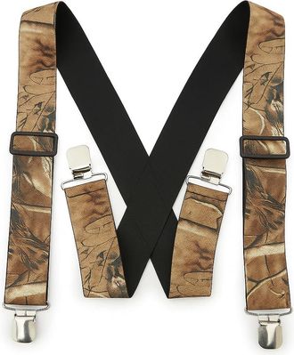 Generic Elasticated Clip on Tree Camo Braces Realtree Oak Camouflage Suspenders - Adjustable Clip-on Braces - Adult Size
