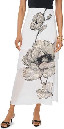 Vince Camuto Semisheer Printed Skirt in Ultra White at Nordstrom, Size 00