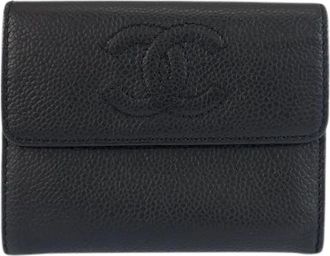Chanel Pre-owned Wallets, female, Black, Size: ONE SIZE Pre-owned Leather Compact Wallet