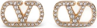 Valentino Garavani Vlogo Strass a Lobo - female - Valentino Garavani - Earrings - Yellow - ONE SIZE - Accessories