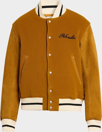 Rhude Men & apos;s Ribbed-Trim Varsity Jacket
