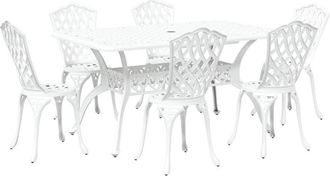 vidaXL Garden Dining Set 7 pcs White Aluminium vidaXL