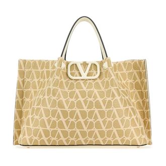 Valentino Garavani Tote Bags, female, Beige, Size: ONE SIZE Iconographic Canvas Tote Bag
