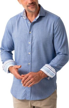 Koy Clothing Long Sleeve Cotton Merino Wool Shirt in Blue at Nordstrom, Size Xxx-Large