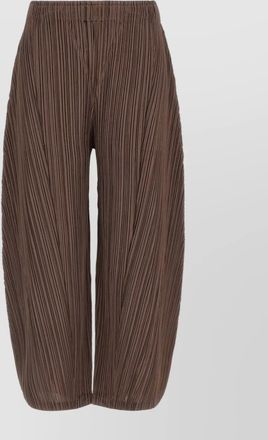 Pleats Please Issey Miyake wide leg trousers elastic waistband