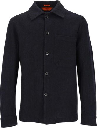 Barena Wol Zomerjas - Heren - Casual Overhemden - Blauw - L - Wol - Overhemden