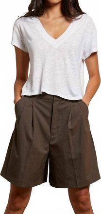 perfectwhitetee Rosie V Neck Tee In Natural