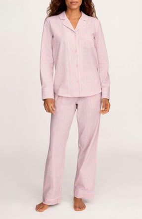 Petite Plume Plaid Cotton Twill Pajamas in Pink at Nordstrom, Size X-Small