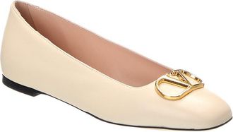 Valentino Vlogo Signature Leather Ballerina Flat