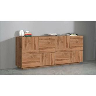 Dmora Aparador Yago, Buffet De Sal&oacute;n, Aparador De Sal&oacute;n Moderno Con 4 Puertas, 200x44h86 Cm, Roble, Con Embalaje Reforzado - Dmora