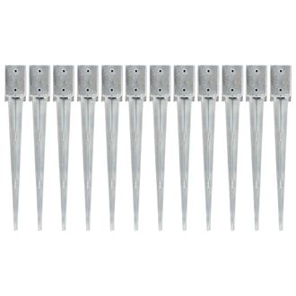vidaXL Vidaxl - Picas De Tierra 12 Uds Acero Galvanizado Plateado 9x9x75 Cm