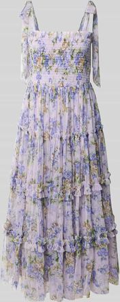 Lace & Beads Cocktailkleid im Stufen-Look in Flieder, Gr&ouml;&szlig;e XXL