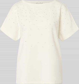 Christian Berg T-Shirt mit Rundhalsausschnitt und Perlen in Offwhite, Gr&ouml;&szlig;e XXL