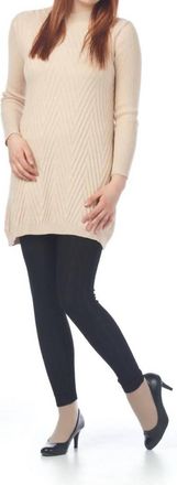 Papillon Chevron Design Mock Neck Knit Sweater Dress In Cream