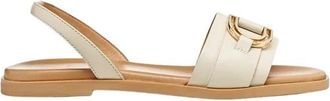 Geox Naileen Platte Sandaal - Dames - Sandalen - Wit - 39 EU - Leer - Schoenen