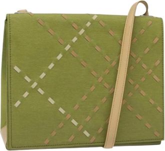 Burberry Pre-owned Shoulder Bags, female, Green, Size: ONE SIZE Pre-owned Canvas Shoulder Bag
