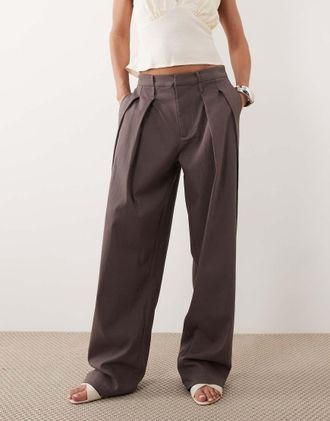WeWoreWhat Pantaloni color ferro con doppia cintura-Grigio