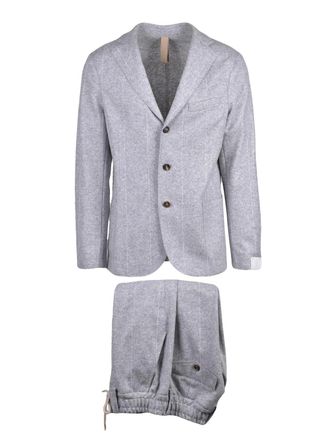 Eleventy Light Grey Wool-Blend Elasticated Suit
