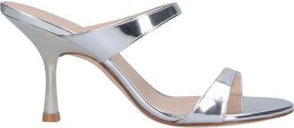 Stuart Weitzman Silver Nudist Slide 85 Leather Sandals
