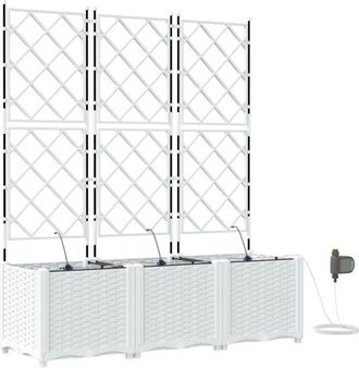 vidaXL Jardineras Blanco 120 X 40 X 142 Cm Acero Vidaxl