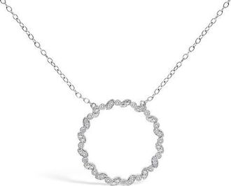 House of Brilliance Silver 1/7 Cttw Lab Grown Diamond Beaded Love Circle Pendant Necklace in White at Nordstrom