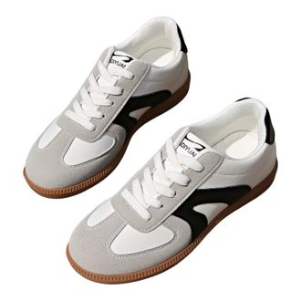 Generic Womens Casual Tennis Shoes Suede Patchwork Retro Sneakers Classic Low Top Lightweight Running Trainers Vintage Leather Walking Shoes for Women Non-Sli