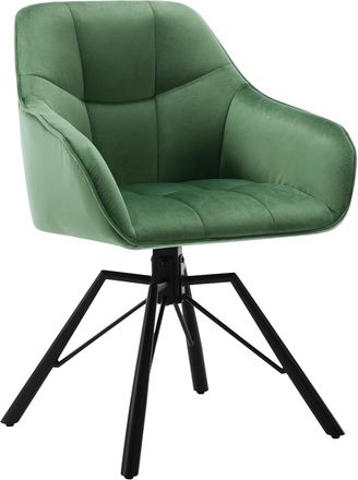 Woltu Silla De Comedor Decorativas Tapizadas En Terciopelo Transpirable Con Respaldo Ergon&oacute;mico Reposabrazos Y Patas De Metal 58x54x82 Cm Verde Oscuro A - W