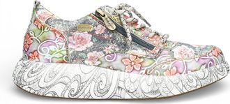 Laura Vita Womens Nikito 62 Grey Floral Leather Trainers Platform Sneaker Shoes