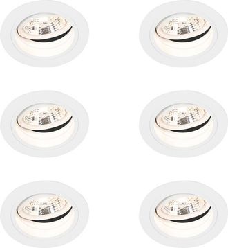 QAZQA Set of 6 Round Recessed Spotlight White Adjustable - Chuck 70