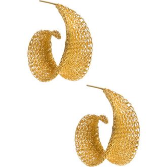 Freya Rose Gold Weave Curled Hoops at Nordstrom