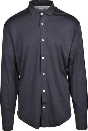 Eleventy Refined Blue Dandy Shirt with Classic Collar and Minimalist Design