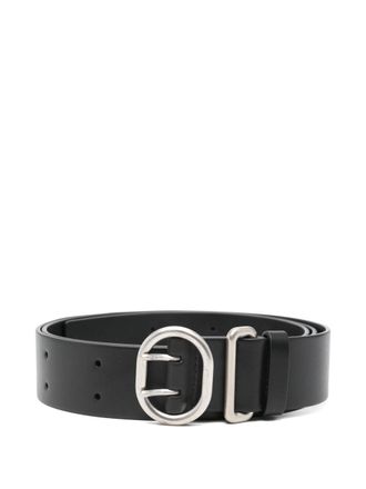 Jil Sander Black Leather Oval Buckle Belt
