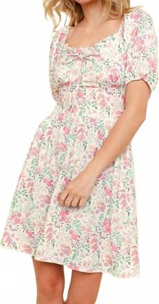 Greek Archaic Kori Ribbon Sweatheart Neck Smocked Floral Dress In Multi