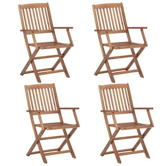 vidaXL Sillas De Jard&iacute;n Plegables 4 Unidades Madera Maciza De Acacia Vidaxl