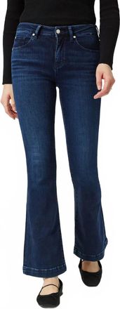Mavi Sydney High Rise Flare Jeans In Deep Brushed Feather Blue