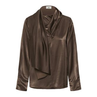 Karen by Simonsen Overhemden, Dames, Bruin, M, Polyester, Gedrapeerde Blouse Bracken Elegante Stijl