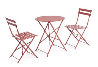 BIZZOTTO Conjunto de mesa plegable y 2 sillas en acero terracota