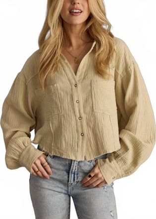 Panache Gauze Button Up Shirt In Khaki