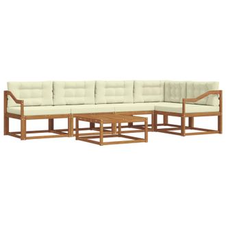 vidaXL Conjunto De Sof&aacute;s De Exterior Con Coj&iacute;n 6 Pcs Natural Y Crema Vidaxl