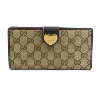 Gucci Brown Gg Canvas Leather Long Wallet (Bi-Fold) (Pre-Owned)